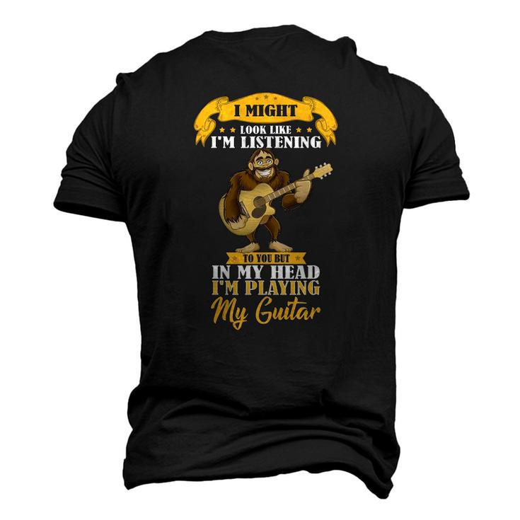 Bigfoot Playing Acoustic Guitar Musical Sasquatch Bigfoot Men's 3D T-Shirt Back Print