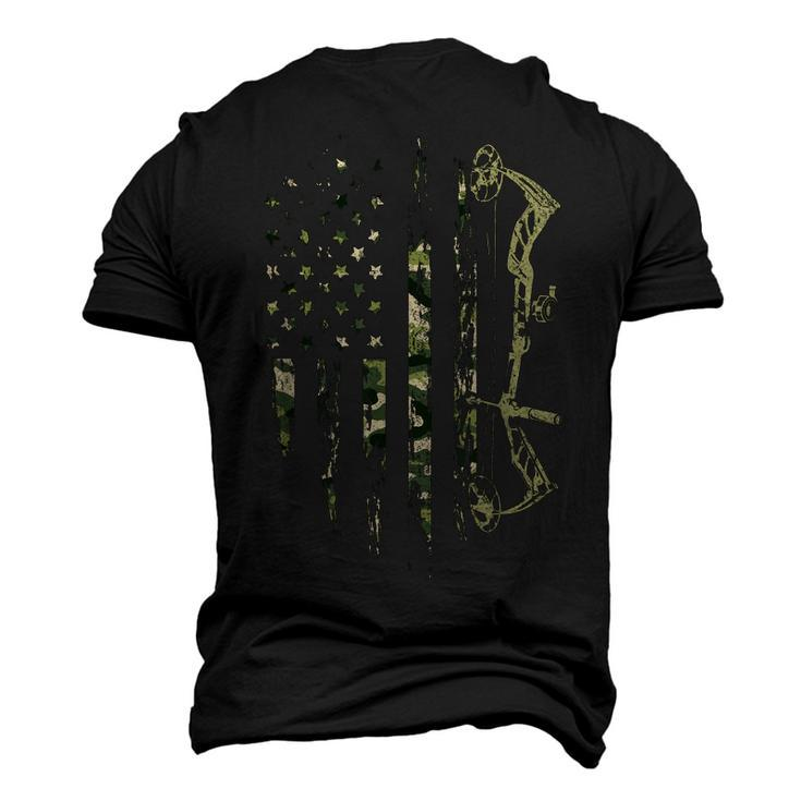 Camo American Flag Bowhunting Bow Archery Deer Hunting Gift  Men's T-shirt 3D Print Graphic Crewneck Short Sleeve Back Print