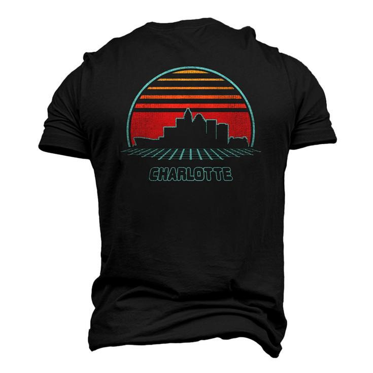 Charlotte City Skyline Retro 80S Style Souvenir Men's 3D T-Shirt Back Print