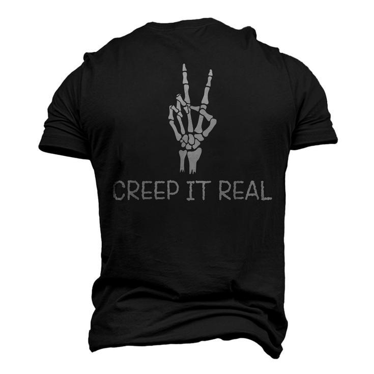 Creep It Real Peace Sign Skeleton Hand Bones Halloween Men's 3D T-shirt Back Print