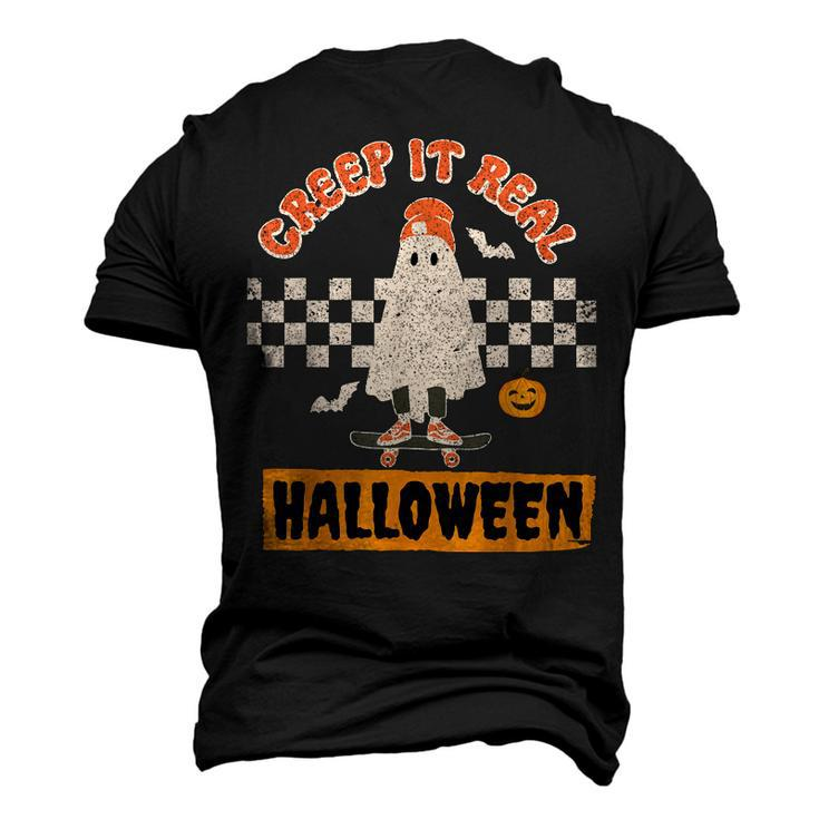 Creep It Real Retro Halloween Ghost Skateboarding Men's 3D T-shirt Back Print