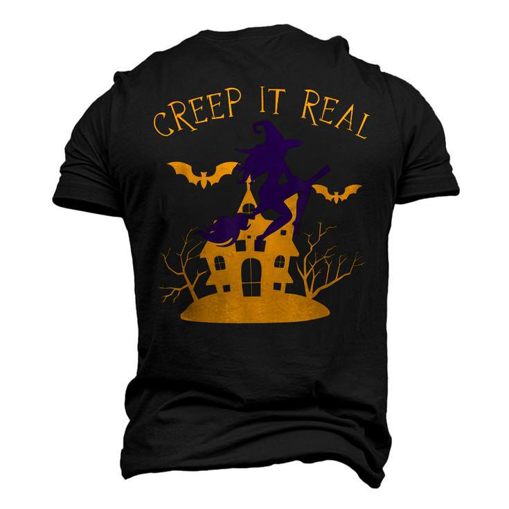 Creep It Real Witch Broom Spooky Halloween Men's 3D T-shirt Back Print