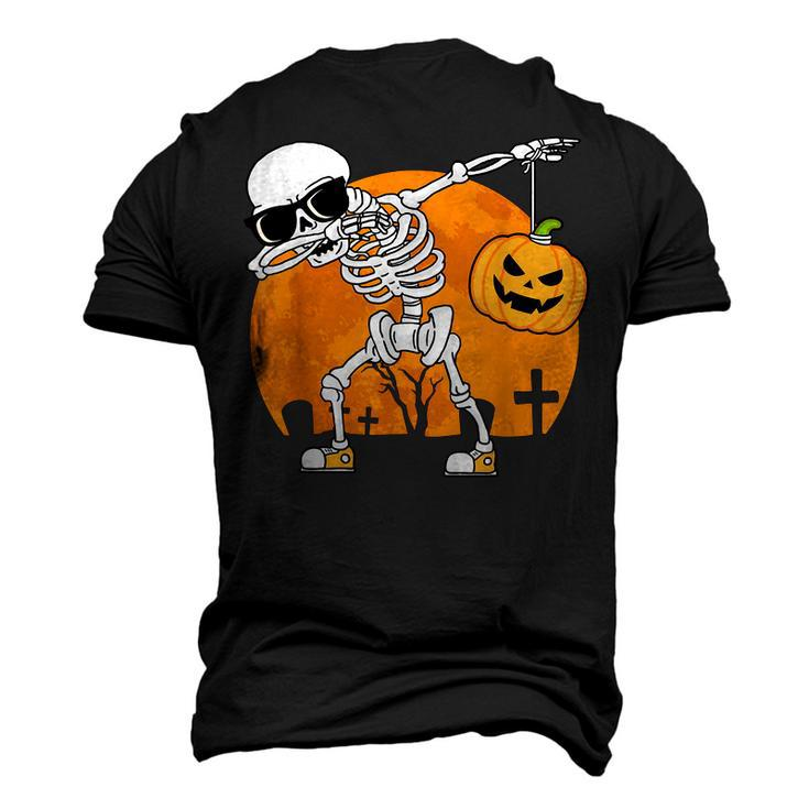Dabbing Skeleton Halloween Pumpkin Skeleton Men's 3D T-shirt Back Print