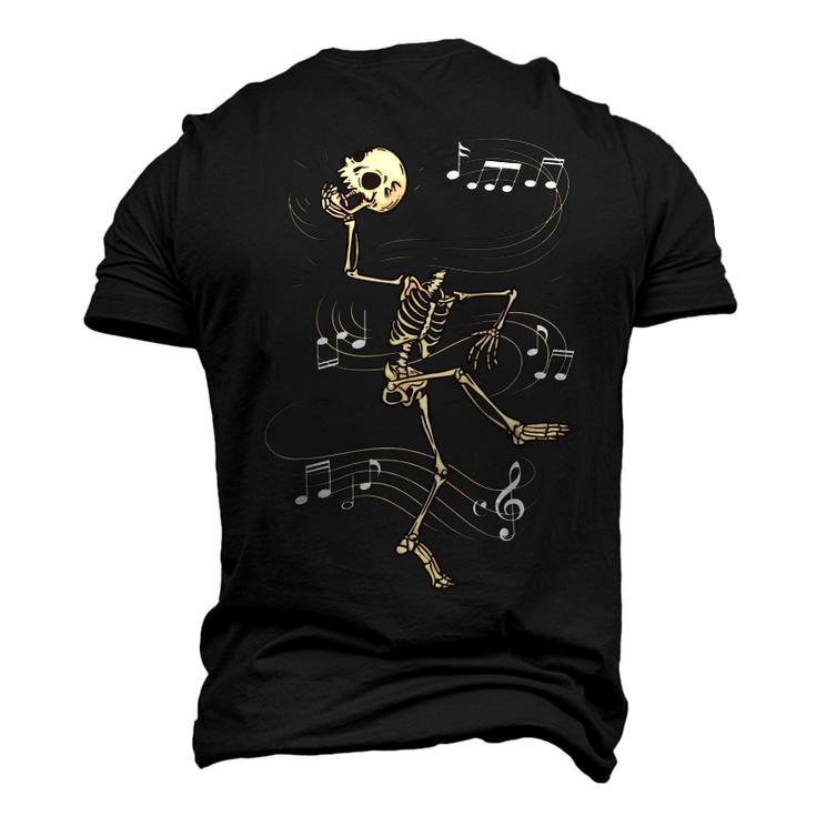 Dancing Skeleton Music Notes Skull Halloween Dance Of Death Men's 3D T-shirt Back Print
