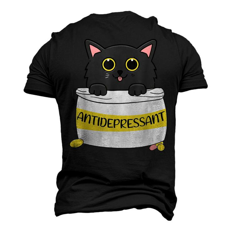 Fur Antidepressant Cute Black Cat Illustration Pet Lover Men's 3D T-shirt Back Print