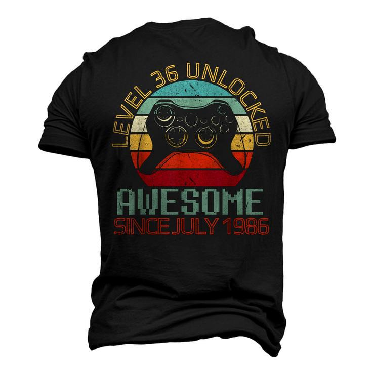 Gamer Level 36 Yrs Birthday Unlocked Awesome Since July 1986 Men's 3D T-shirt Back Print