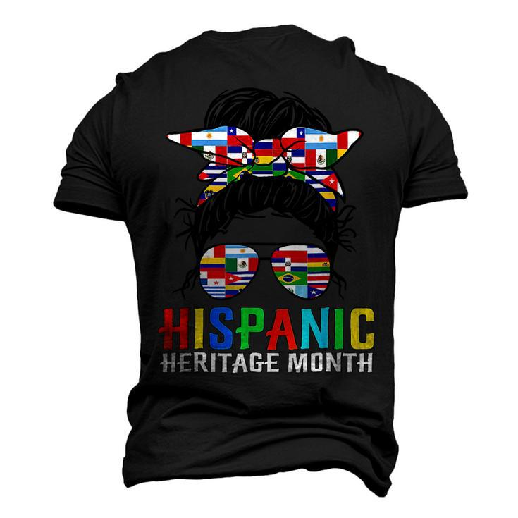 Gifts National Hispanic Heritage Month Latin Flags Messy Bun  V2 Men's T-shirt 3D Print Graphic Crewneck Short Sleeve Back Print