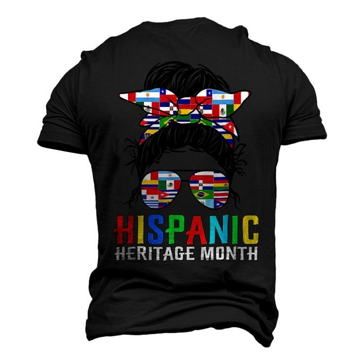 Gifts National Hispanic Heritage Month Latin Flags Messy Bun  V3 Men's T-shirt 3D Print Graphic Crewneck Short Sleeve Back Print