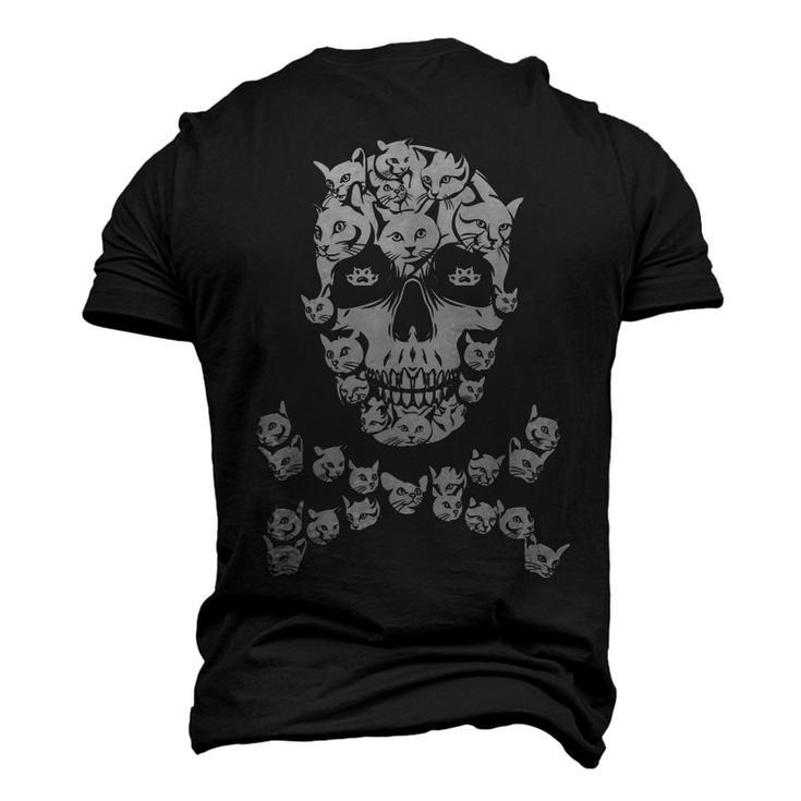 Halloween Cat Skull Costume Black Cat Kitty Skeleton Costume Men's 3D T-shirt Back Print