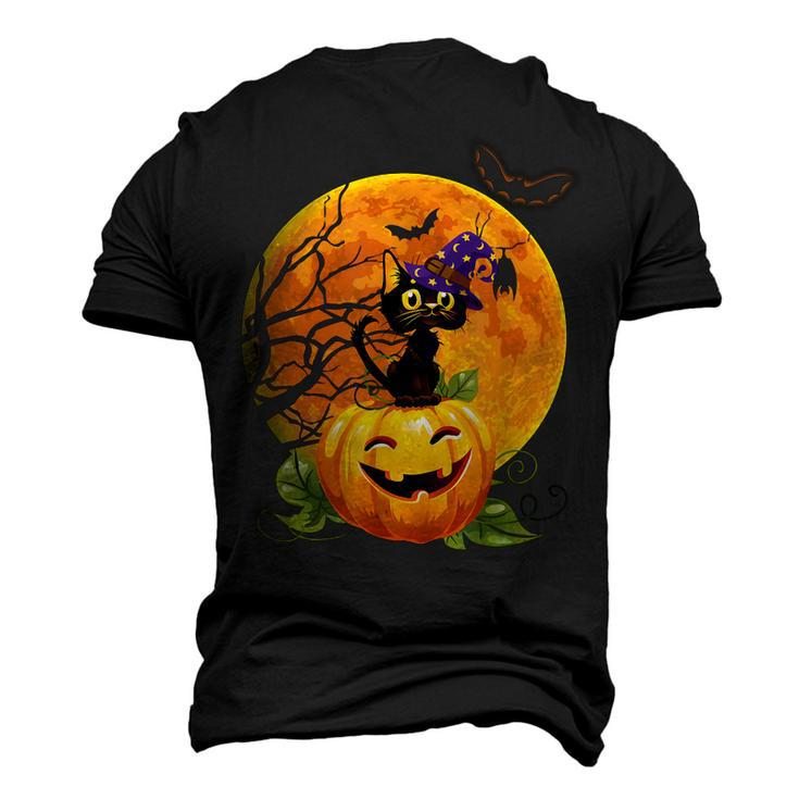 Halloween Cute Witch Cat Mom Pumpkin Moon Spooky Cat Men's 3D T-shirt Back Print