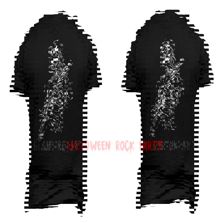 Halloween Rock Party Dancing Guitar Skeleton Playing Rock Men's 3D T-shirt Back Print
