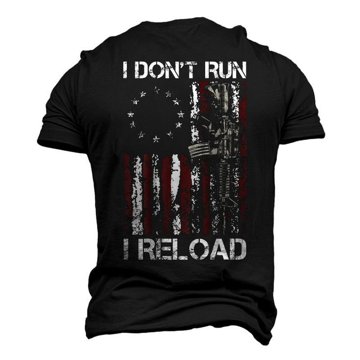 I Dont Run I Reload Gun American Flag Patriots On Back  Men's T-shirt 3D Print Graphic Crewneck Short Sleeve Back Print