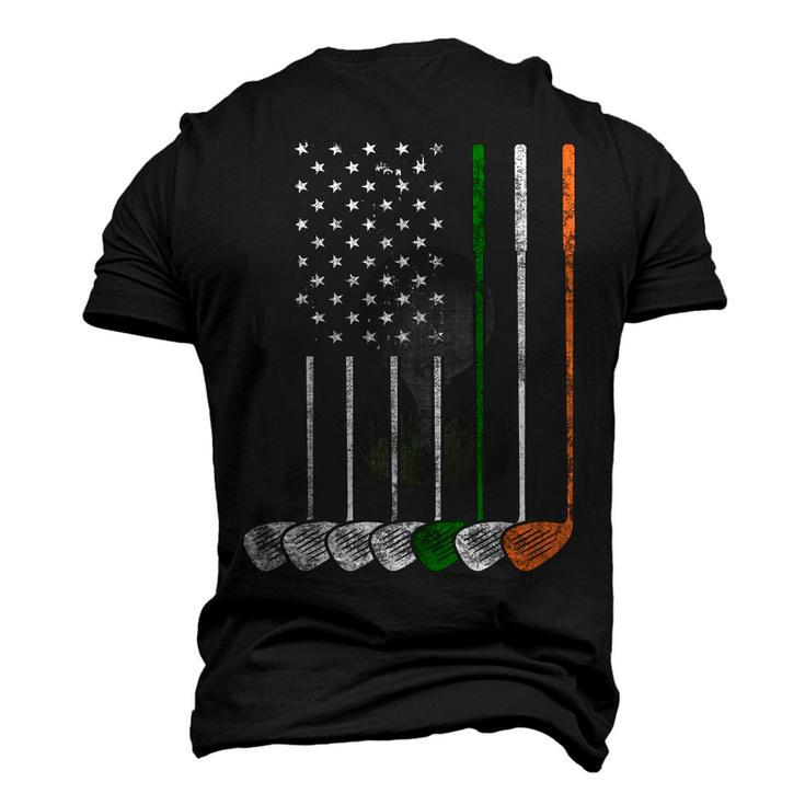 Irish American Flag Vintage Golf Flag St Patricks Day  Men's T-shirt 3D Print Graphic Crewneck Short Sleeve Back Print