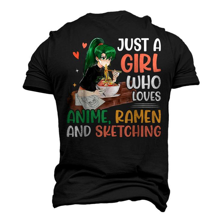 Just A Girl Who Loves Anime Ramen And Sketching Anime Lovers  Men's T-shirt 3D Print Graphic Crewneck Short Sleeve Back Print