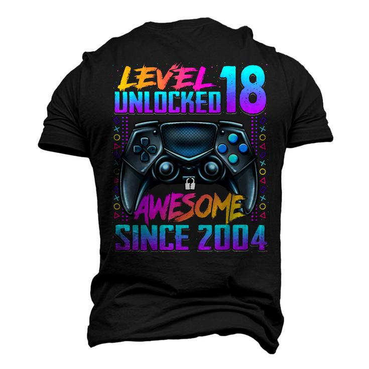 Level 18 Unlocked Awesome Since 2004 18Th Birthday Gaming Men's 3D T-shirt Back Print