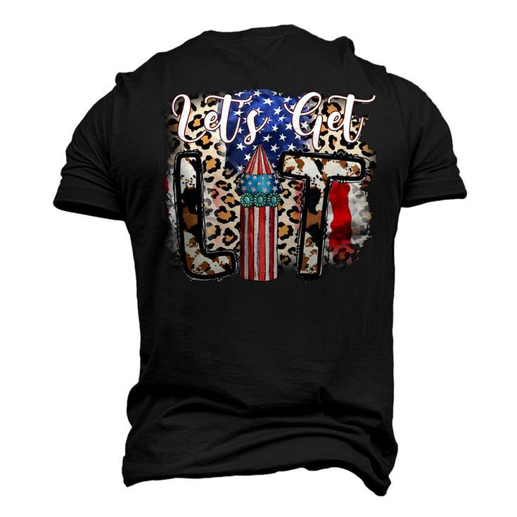 Lets Get Lit 4Th Of July Fireworks Usa Firecracker Leopard Men's 3D T-shirt Back Print