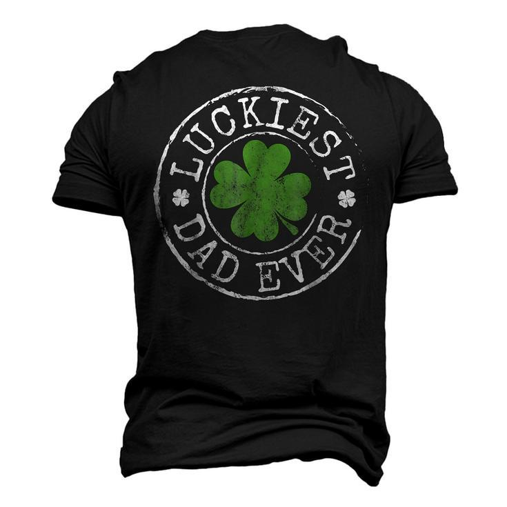 Luckiest Dad Ever Shamrocks Lucky Father St Patricks Day  Men's T-shirt 3D Print Graphic Crewneck Short Sleeve Back Print