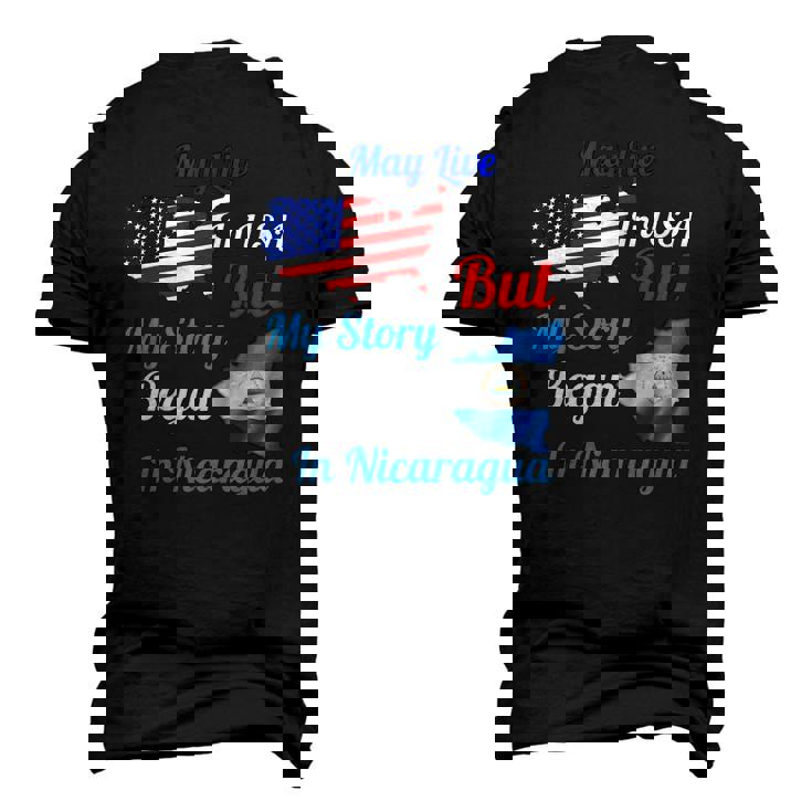 May Live In Usa But My Story Began In Nicaragua Flag Men's 3D T-Shirt Back Print