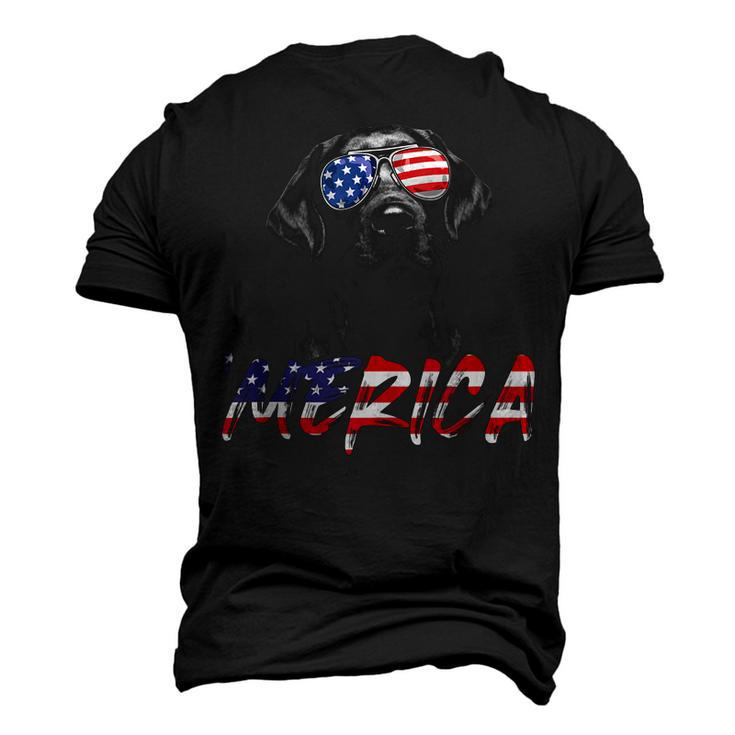 Merica Black Labrador 4Th Of July American Flag Lab Dog Men's 3D T-shirt Back Print