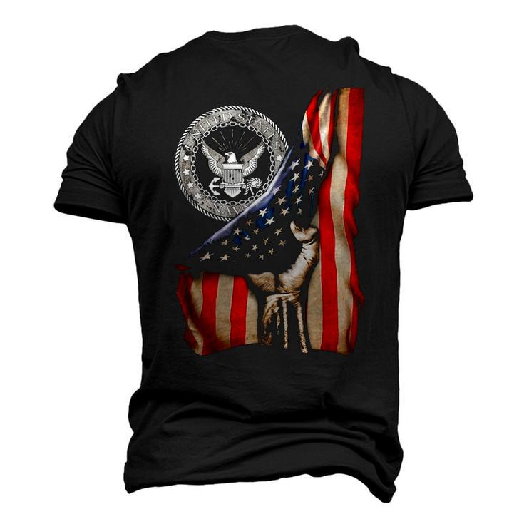Navy Flag Front Men's 3D Print Graphic Crewneck Short Sleeve T-shirt