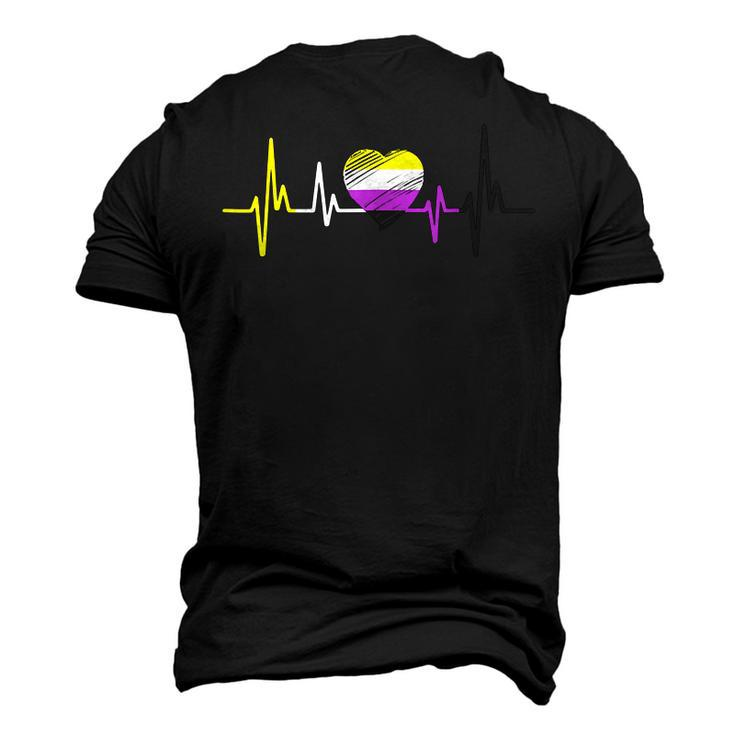 Nonbinary Pride Heartbeat Lgbt Non Binary Flag Heartbeat  Men's T-shirt 3D Print Graphic Crewneck Short Sleeve Back Print