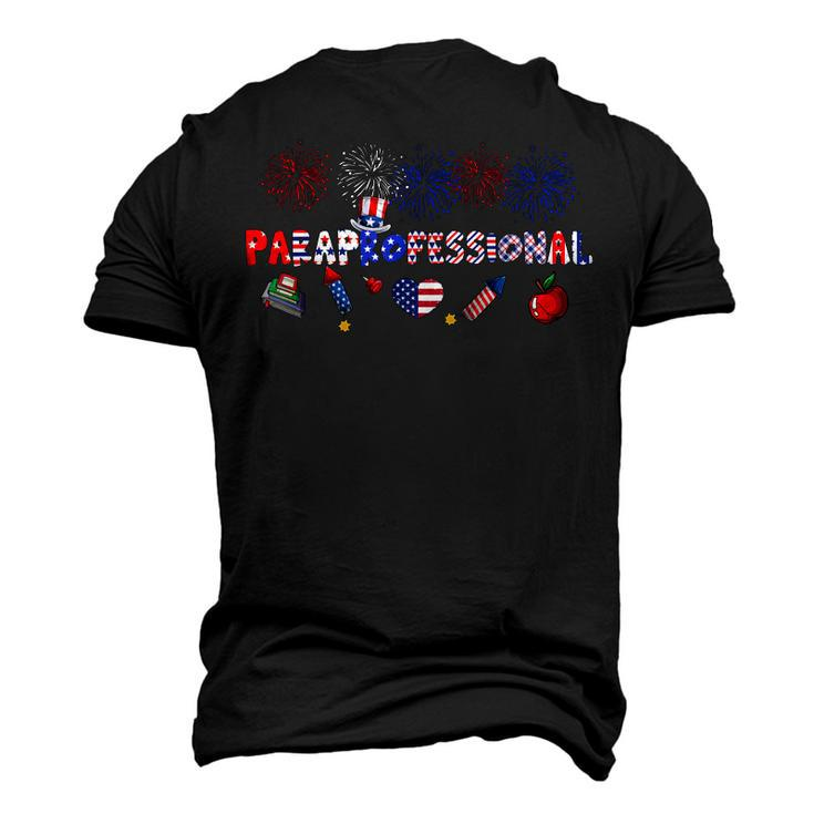 Paraprofessional Proud American Flag Fireworks 4Th Of July  Men's T-shirt 3D Print Graphic Crewneck Short Sleeve Back Print