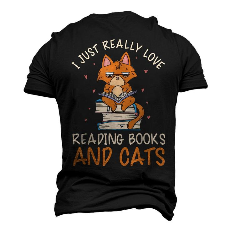 Reading Books And Cats Cat Book Lovers Reading Book  Men's 3D Print Graphic Crewneck Short Sleeve T-shirt