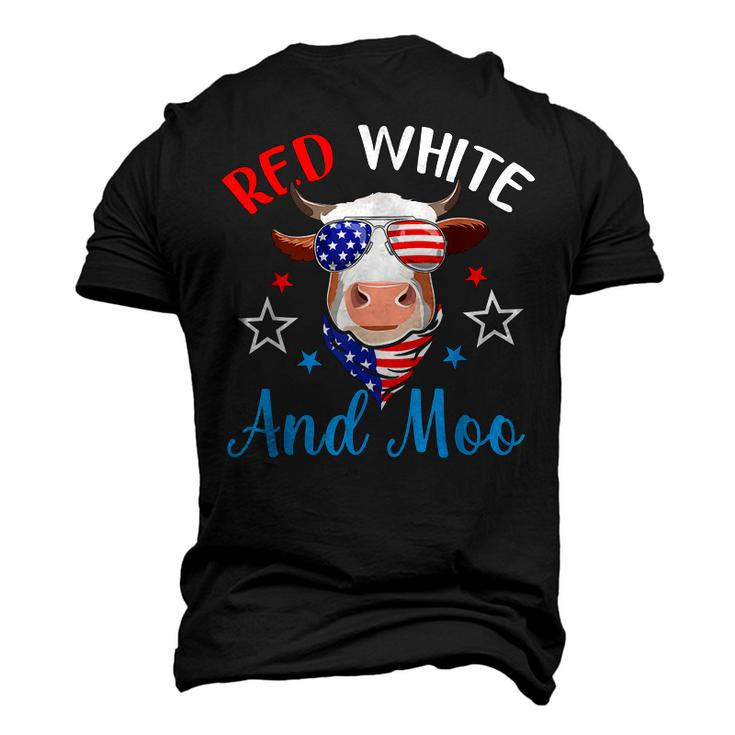 Red White And Moo 4Th Of July Cow Usa Flag Farmer Patriotic V2 Men's 3D T-shirt Back Print