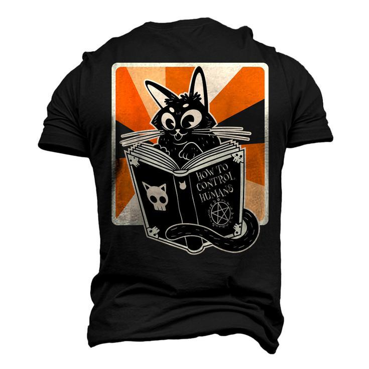 Retro Halloween Black Cat Witch Book Cat Lover Men's 3D T-shirt Back Print