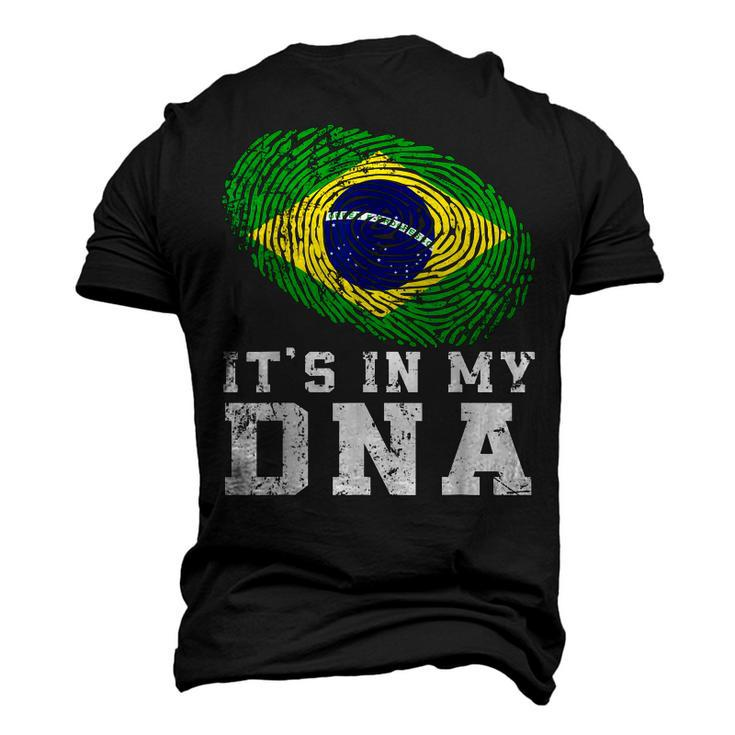Retro Its In My Dna Brazil Flag Patriotic  Men's 3D Print Graphic Crewneck Short Sleeve T-shirt
