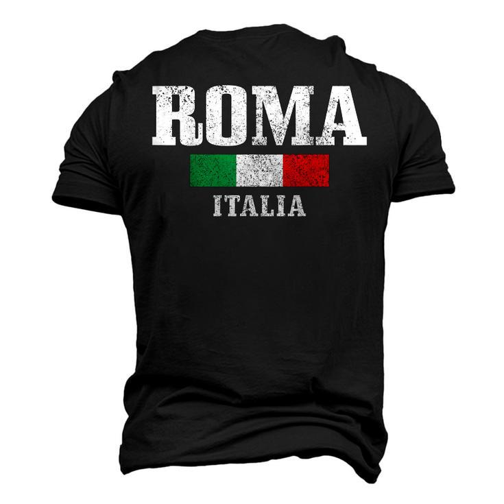 Rome Italy Roma Italia Vintage Italian Flag  Men's T-shirt 3D Print Graphic Crewneck Short Sleeve Back Print
