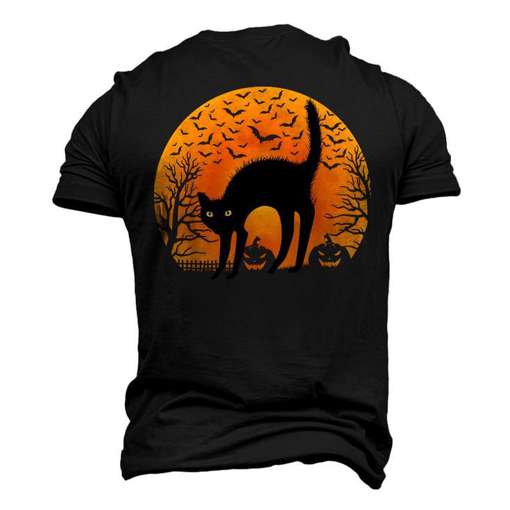 Scary Black Cat Full Moon Cats Lover Halloween Costume Men's 3D T-shirt Back Print