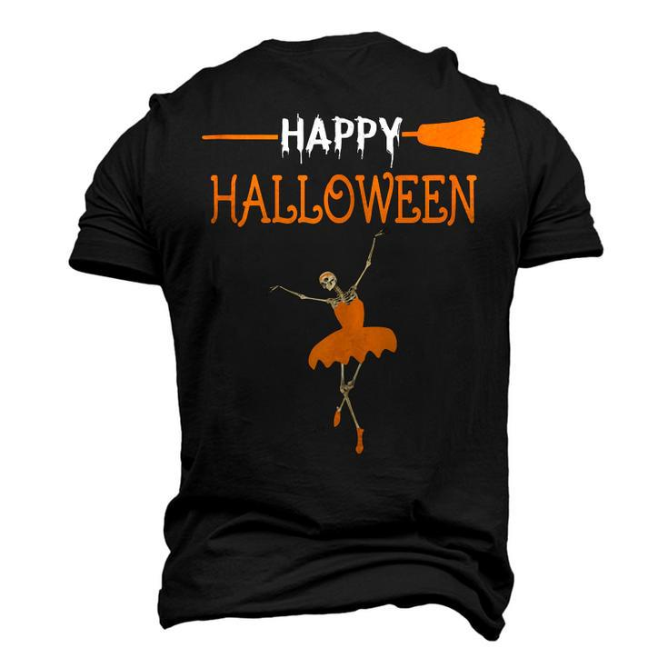 Skeleton Dancing Ballet To Happy Halloween Cute Men's 3D T-shirt Back Print
