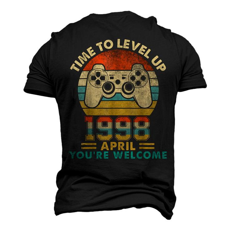 Vintage 1998 April 24 Years Old Video Gamer 24Th Birthday Men's 3D T-shirt Back Print