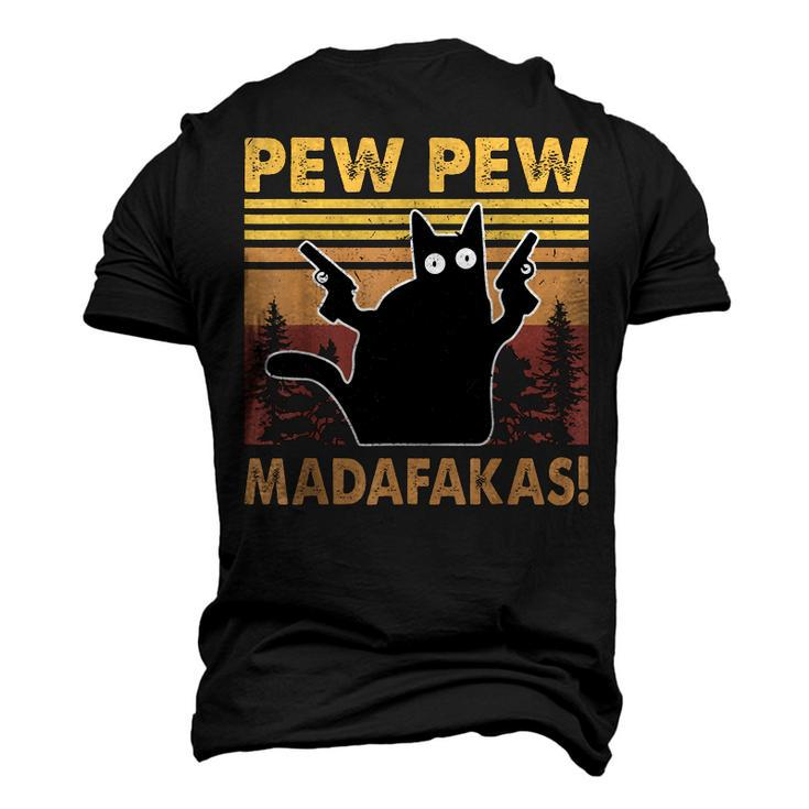 Vintage Black Cat Pew Pew Madafakas Crazy Cat Lovers V2 Men's 3D T-shirt Back Print