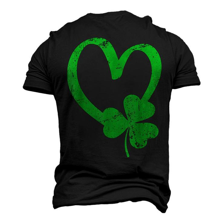 Vintage Happy St Patricks Day Irish Lucky Shamrock Heart  Men's T-shirt 3D Print Graphic Crewneck Short Sleeve Back Print