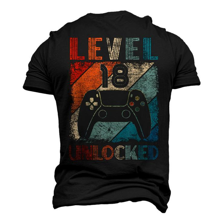 Vintage Level 18 Unlocked Video Gamer 18Th Birthday Men's 3D T-shirt Back Print