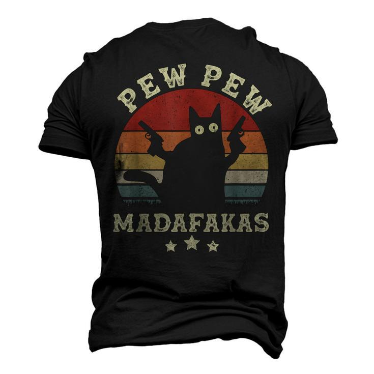 Vintage Pew Pew Madafakas Crazy Black Cat Halloween Men's 3D T-shirt Back Print