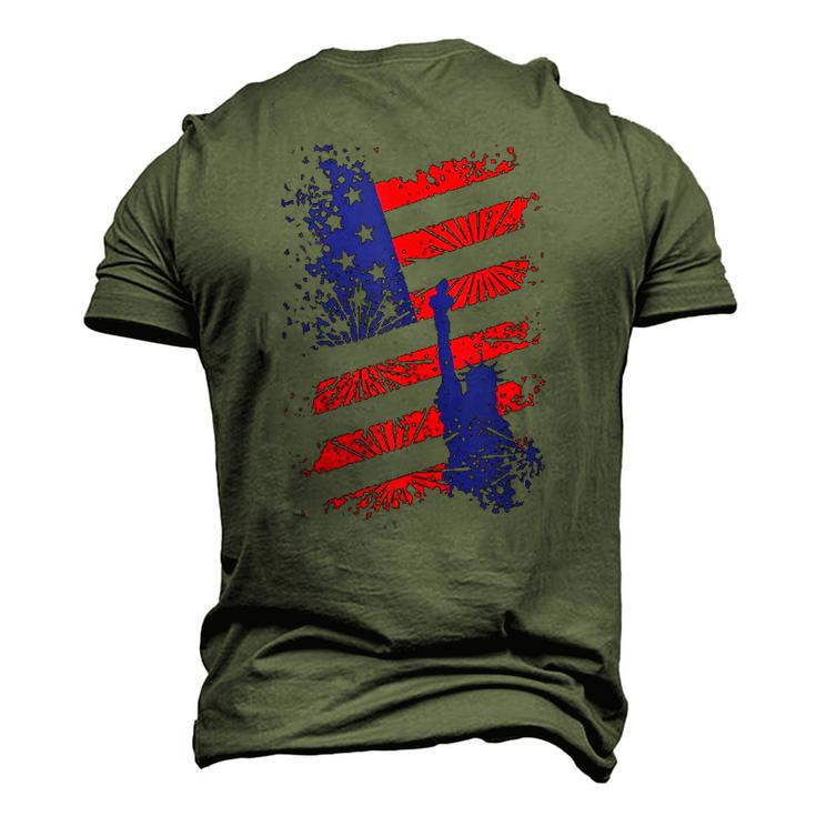 4Th Of July Usa Flag American Patriotic Statue Of Liberty Men's 3D T-Shirt Back Print