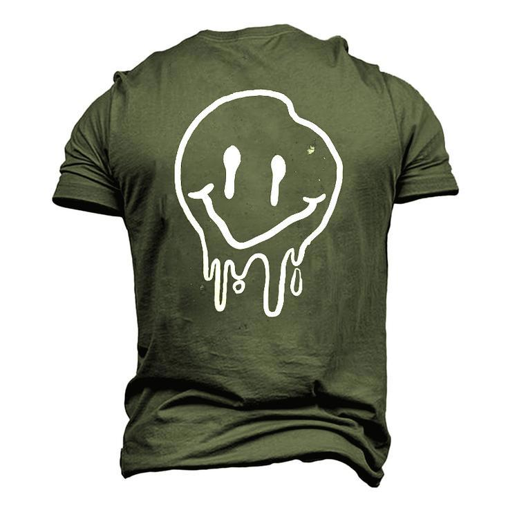 Cool Melting Smiling Face Emojicon Melting Smile Men's 3D T-Shirt Back Print
