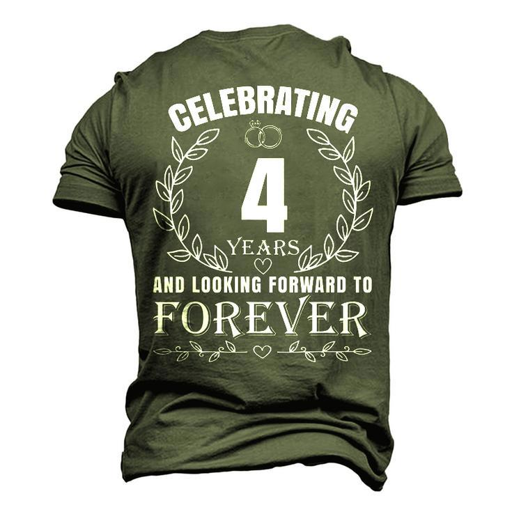 Cute 4Th Wedding Anniversary For Couples Married 4 Year Men's 3D T-shirt Back Print