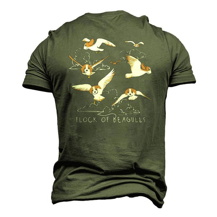 Flock Of Beagulls Beagle With Bird Wings Dog Lover Men's 3D T-Shirt Back Print