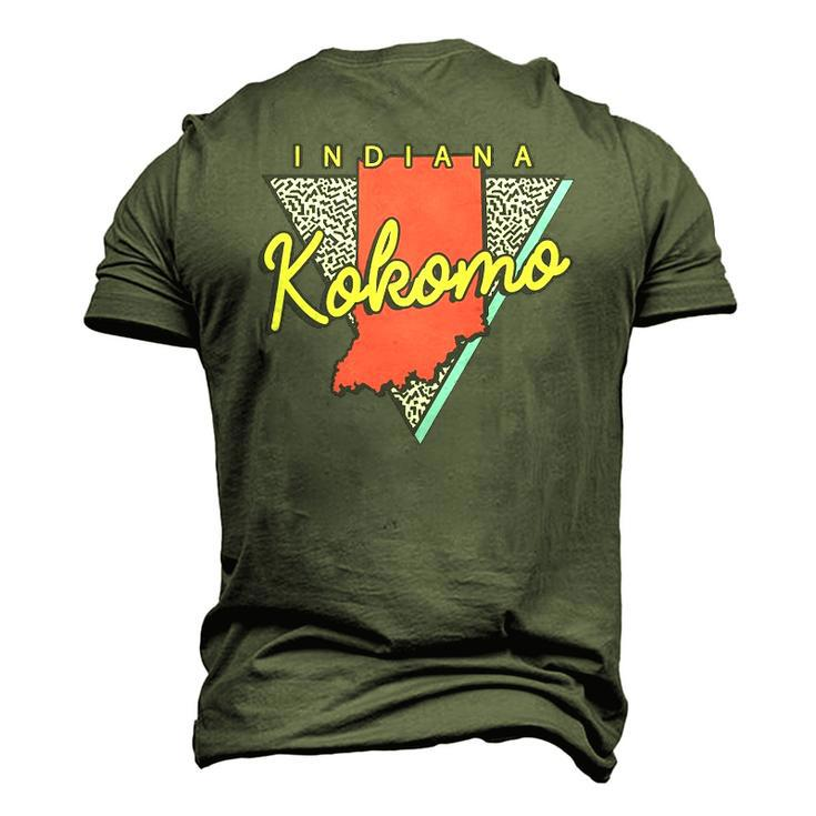 Kokomo Indiana Retro Triangle In City Men's 3D T-Shirt Back Print