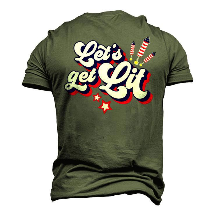 Lets Get Lit Fireworks 4Th Of July Retro Vintage Men's 3D T-shirt Back Print