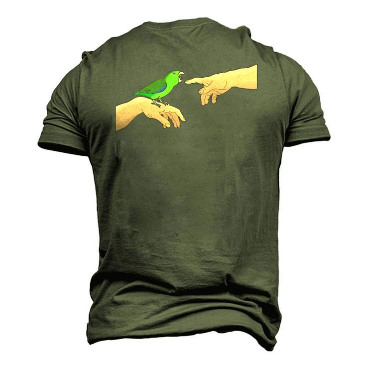 Michelangelo Angry Green Parrotlet Birb Memes Parrot Owner Men's 3D T-Shirt Back Print