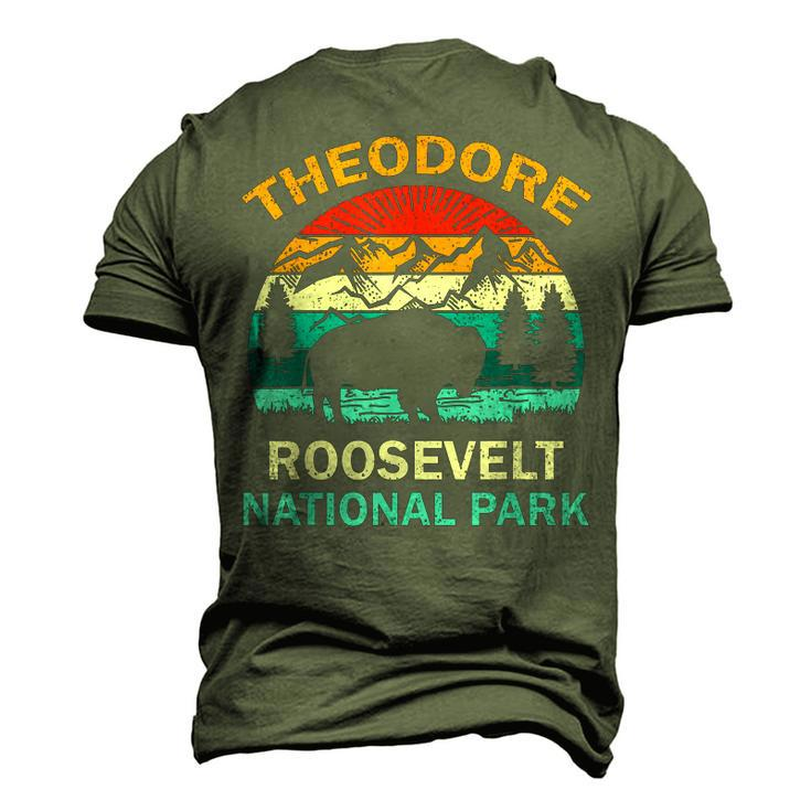 Theodore Roosevelt National Park North Dakota Buffalo Retro Men's 3D T-shirt Back Print