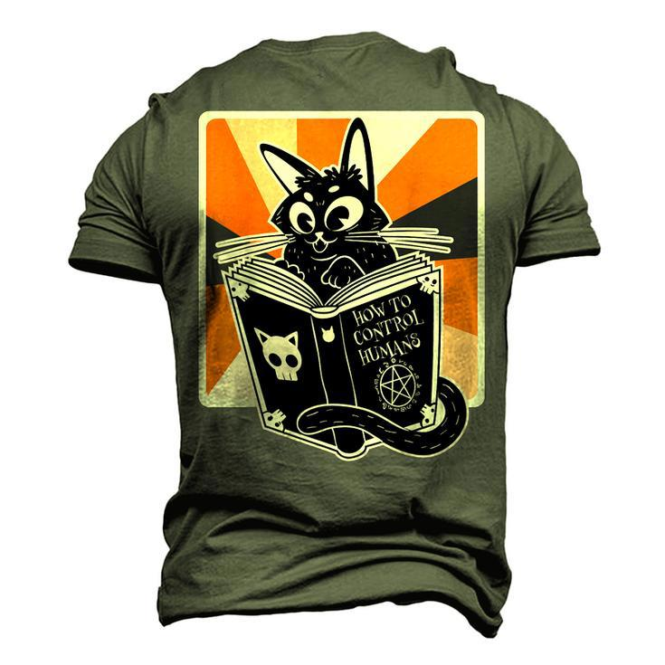 Retro Halloween Black Cat Witch Book Cat Lover Men's 3D T-shirt Back Print