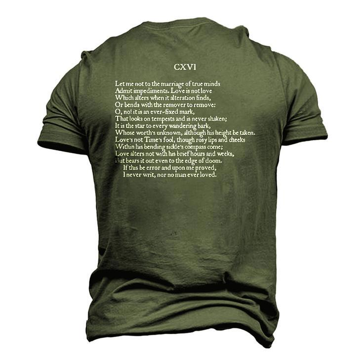 Shakespearian Sonnet-116 Poet Lover Men's 3D T-Shirt Back Print