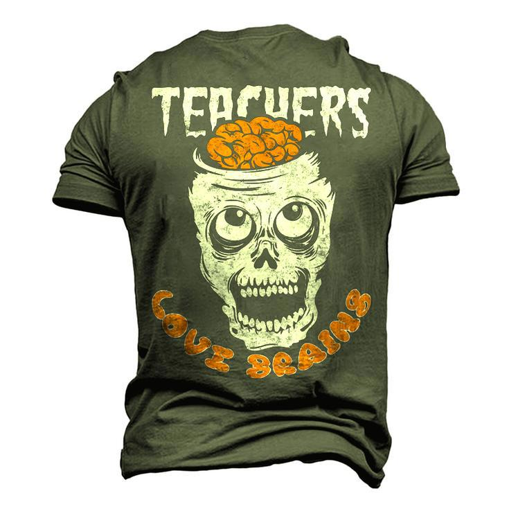 Teacher Loves Brain Halloween Student Trick Or Treat Men's 3D T-shirt Back Print