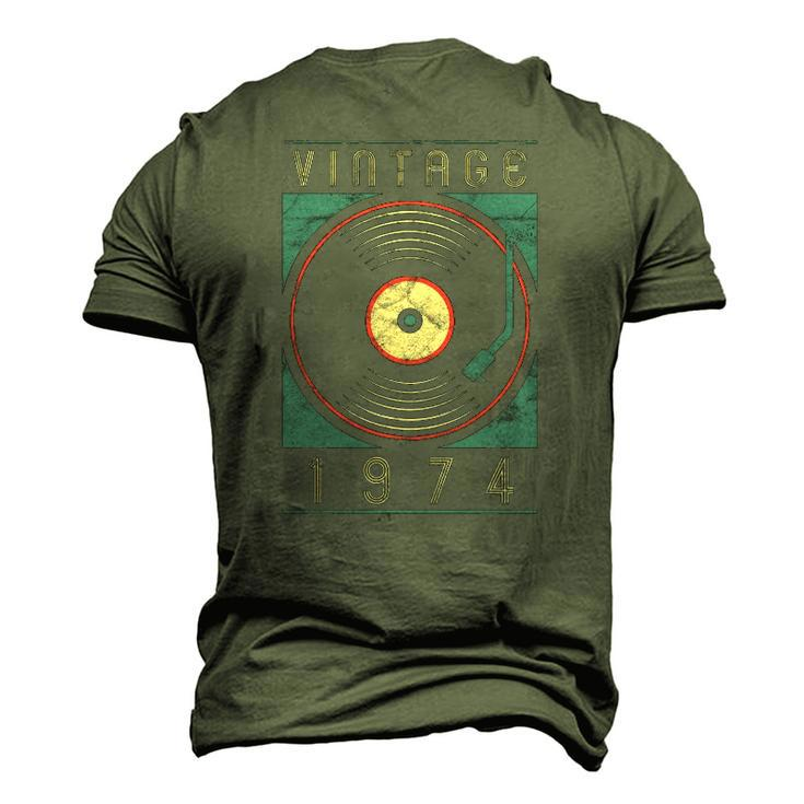 Vintage 1974 Vinyl Retro Turntable Birthday Dj For Him Men's 3D T-Shirt Back Print